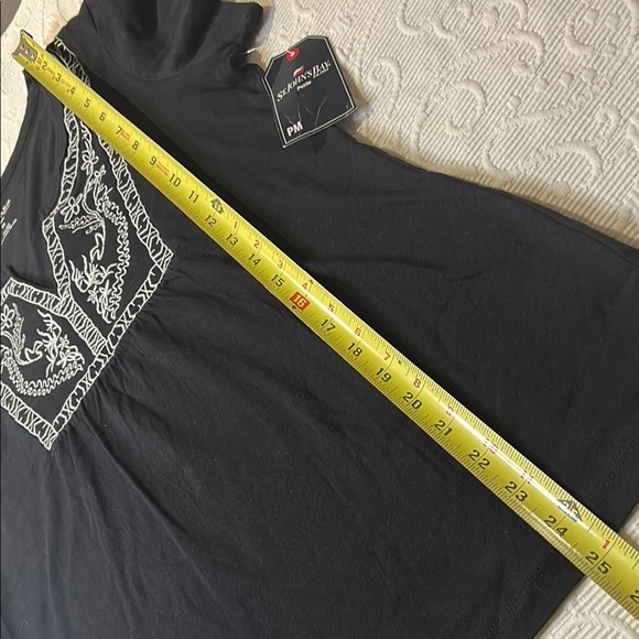 St. John's Bay Black Blouse with White Embroidery Top. NWT. PM - Picture 7 of 8